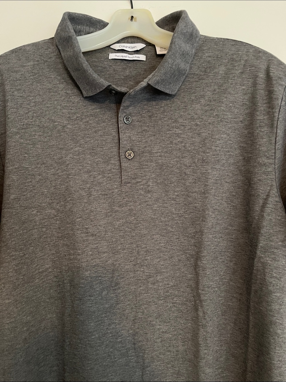 Calvin Klein Men's Heather Gray Polo with Subtle Logo L